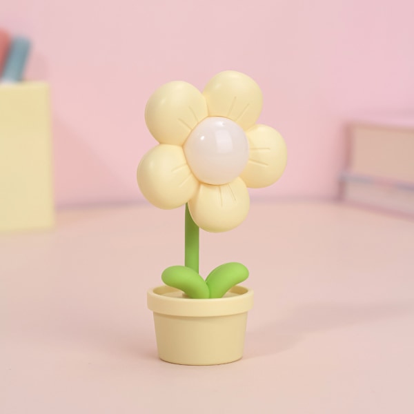 1 stk. Kreativ sød blomst bordlampe, mini seng lampe til soveværelse, natlys skrivebordsdekoration Yellow