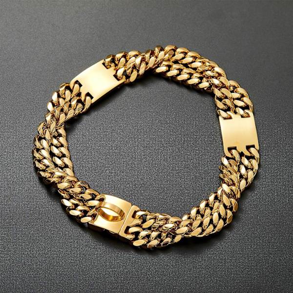 18K Guldpläterad Berlock 24mm Bred Högpresterande Stark Kubansk Chai 46cm