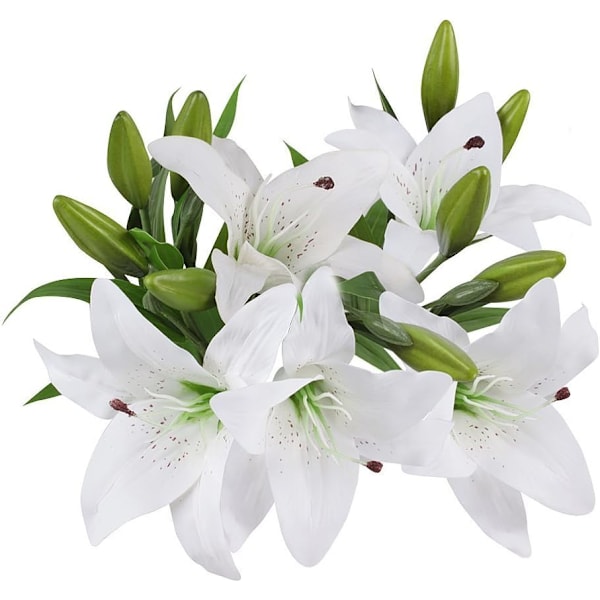 Kunstige blomster, 5 stk latex kunstige liljer blomster