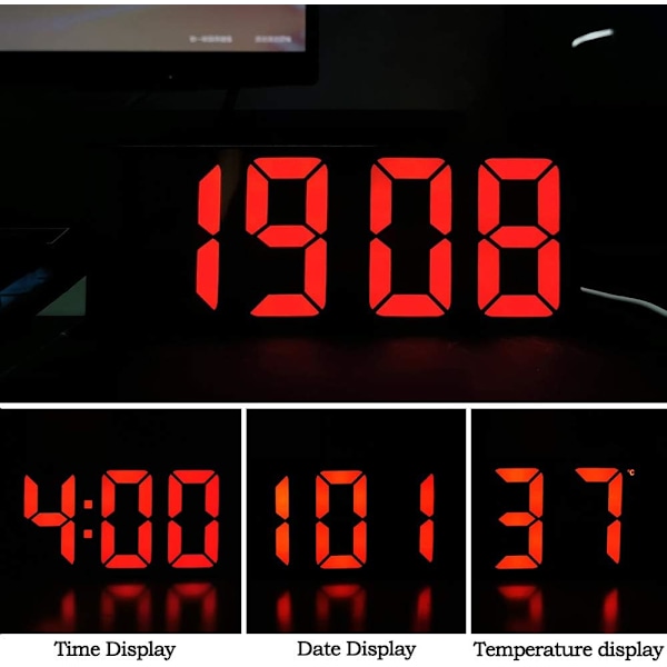 Smarta digitala väckarklockor, liten klocka med snooze, dimbar, temperatur, datum, 12/24 timmar, liten elektronisk bordsklocka [qb]