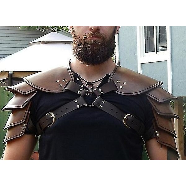 Middelaldersk Viking Lær Dobbel Skulder Rustning Steampunk