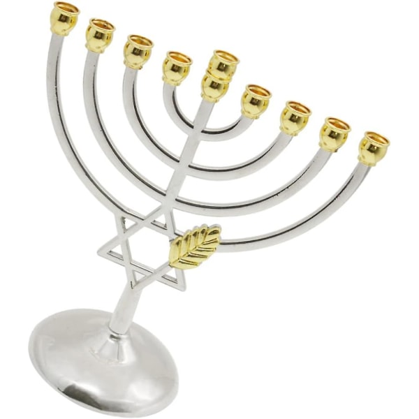 Traditionel klassisk Hanukkah Menorah 9-armet lysestage Lysestage Metalhåndværk til nytårsfestival Hjemmeindretning