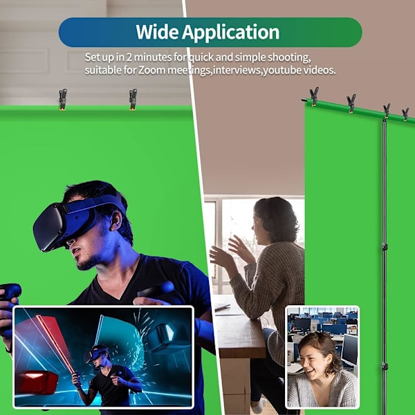 Vihreä tausta valokuvausta varten, 3,3 x 4,9 jalkaa, virtuaalinen vihreä taustakangas videostudiopuheluihin