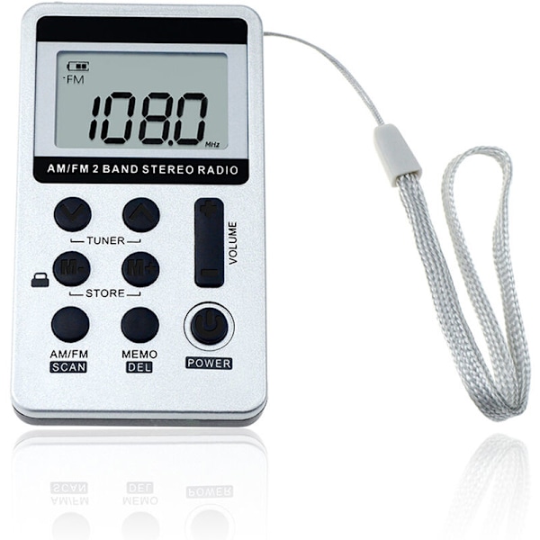 Mini bärbar silvergrå digital display litiumbatteriladdning liten radio USB-gränssnitt,