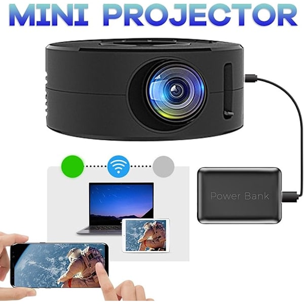 Miniprojektor, 2024 oppgradert liten projektor 1080P bærbar hjem
