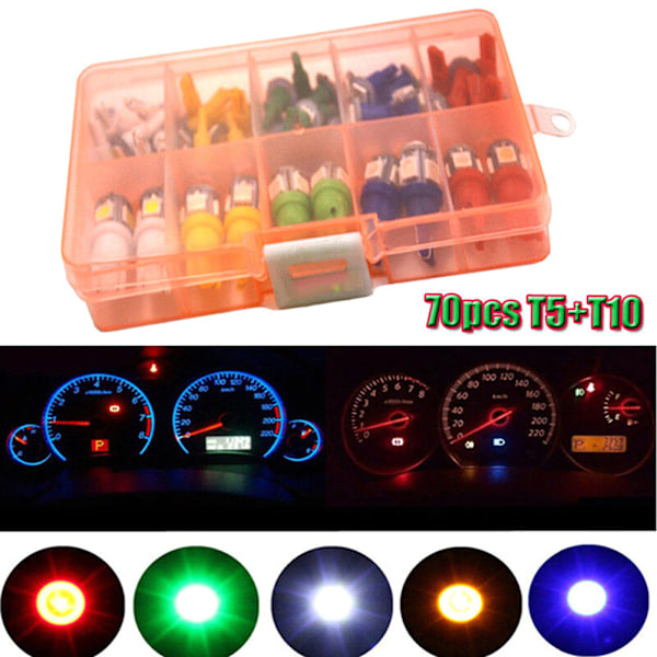 70 st T5+T10 LED Instrumentpanel Cluster Plug Instrumentpanel Lampa Indikator Set