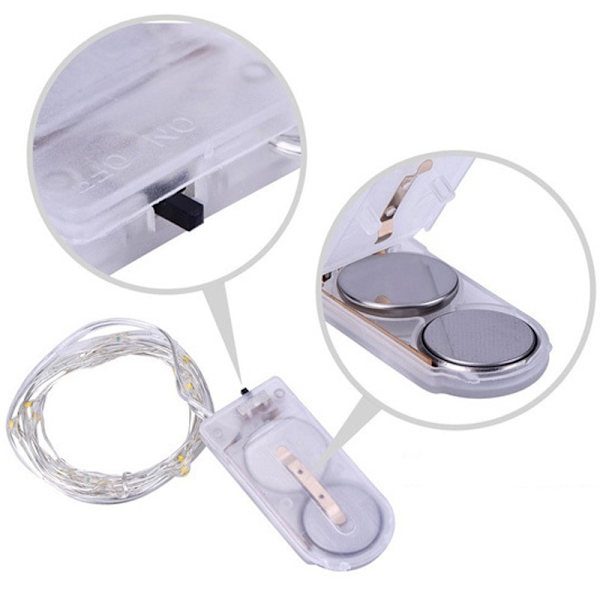 Fe-strängslampor Micro Rice Koppartråd Julbelysning 20LED Batteridriven Färg Color 2m20LED