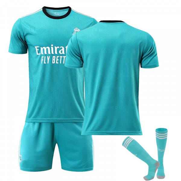 21/22 Real Madrid 2 Bortala Green Jersey Set Barn Vuxna Fotbollströja Träningströja Kostym Tom Smooth 20