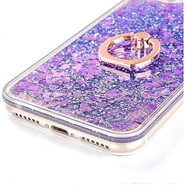 iPhone 6 iPhone 6S Deksel Flytende Glitter Transparent Hard med Ringholder 360 Graders Rotasjon