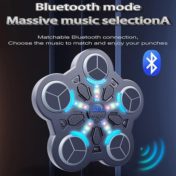 Kraftig boxningssäck med Bluetooth-högtalare, väggfäste och boxningshandskar, träningsutrustning för vuxna och barn, svart