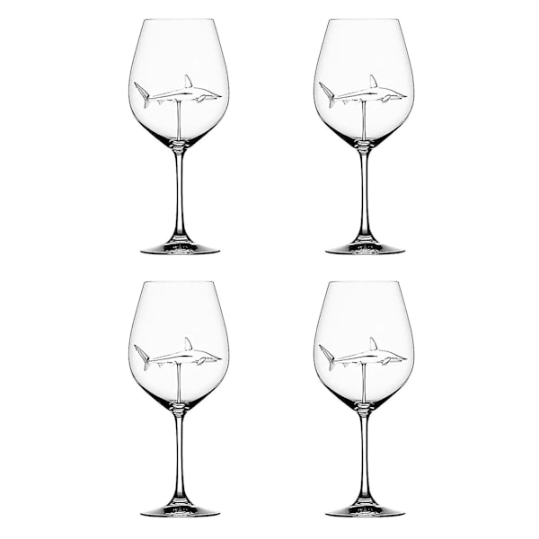 DB Rödvin Glas Med Haj Inuti Goblet Glas Klart Glas För Hem Bar Fest 4pcs