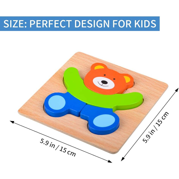 Baby Boy Pussel, Träpussel Leksaker för 1-3 År Gamla Pojkar Flickor Födelsedagspresent för 1-3 År Gamla Småbarn Barn Pedagogisk Leksak Animal Puzzles