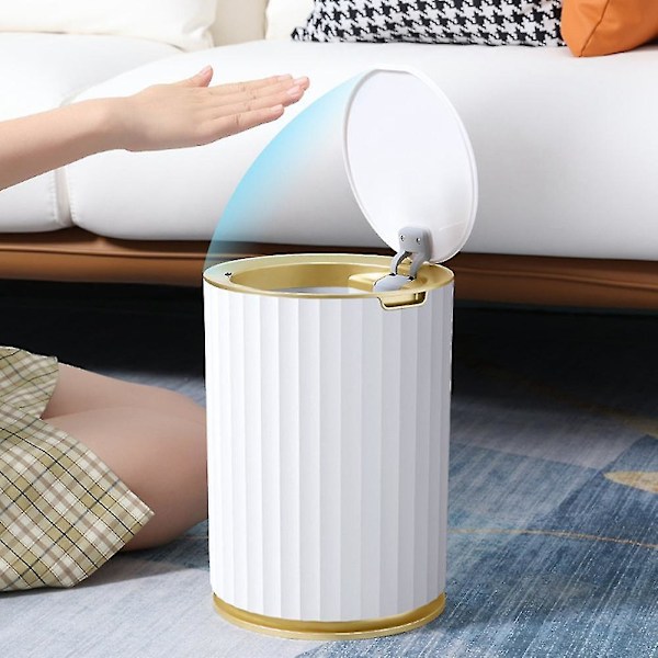 Sensor Soptunna för Kök och Badrum - Smart Soptunna för Familjens Vardagsrum White Gold