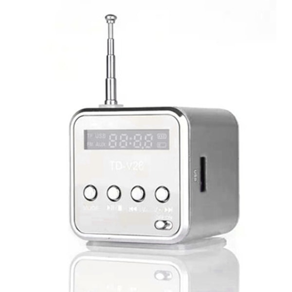 Kannettava TD V26 Digitaalinen Radiokaiutin Mini FM-radion vastaanotin LCD-stereokaiuttimella, tukee Micro-muistikorttia 0.2