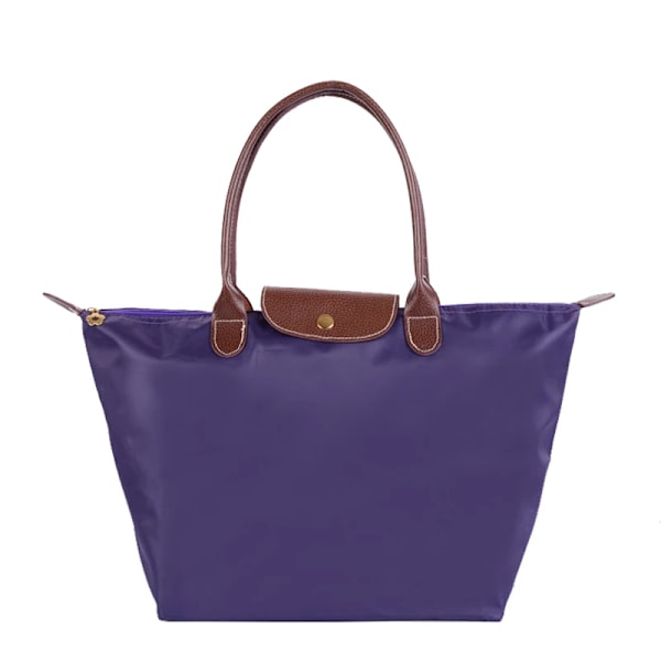 Damernas Nylon Tote Bag Stor Kapacitet Axelväska Vattentät Resa Strand Shopping Bag Morado Morado M