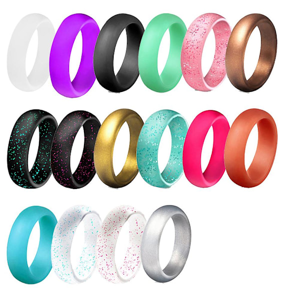 7 stk. Kvinders Mode Silikon Blød Glitter Finger Ringe Party Smykker Gave Guld Golden US 5