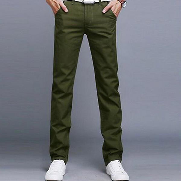 Miesten Chinosit - Rentoutuneet Housut Armeijanvihreät Army Green 33