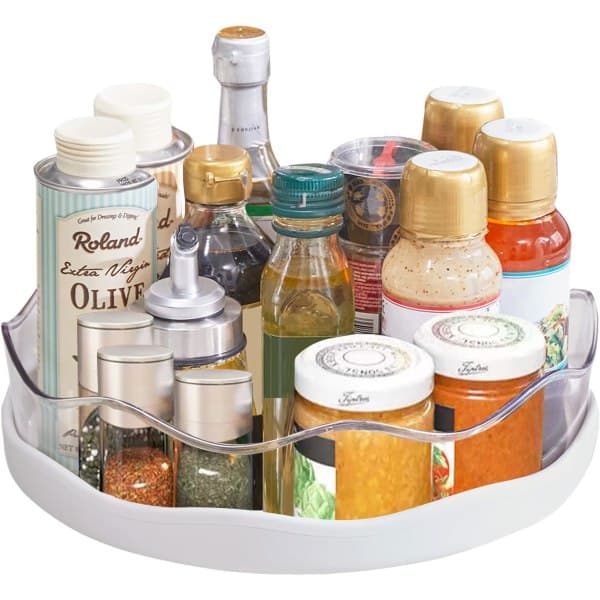 Lazy Susan Turntable Cabinet Organizer Spice Swivel Spice Rack 10.6\" (Hvit)