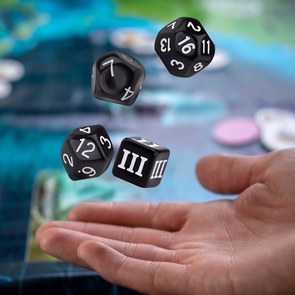 15-sidet terning sett, svart og hvit, Polyhedral Dice Set f [qb]