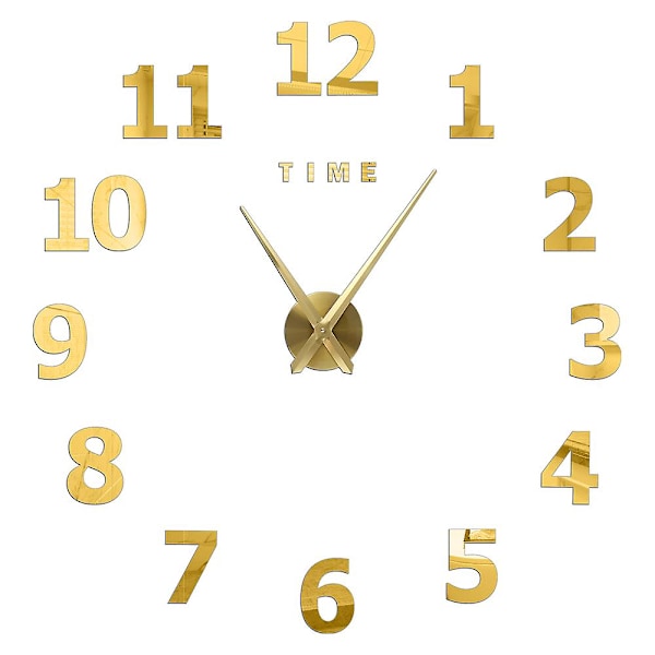 3D Stor Väggklocka DIY Akryl Spegelklocka Storlek Europa Horloge Vardagsrum Heminredning Flera Stilar Guld M Gold M 47 inches (80-120cm)