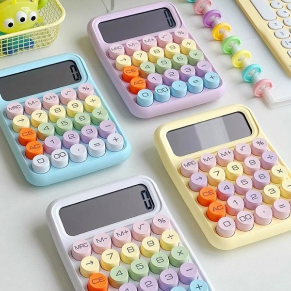 n Kawaii Kalkylator Cartoon Candy Färg Tyst Mekanisk Tangentbord vit white One size