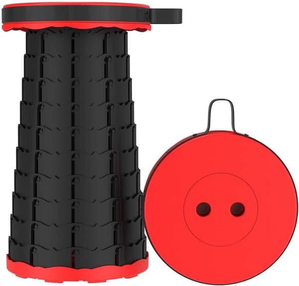 Bärbar hopfällbar pall, utdragbar plastpall (röd)