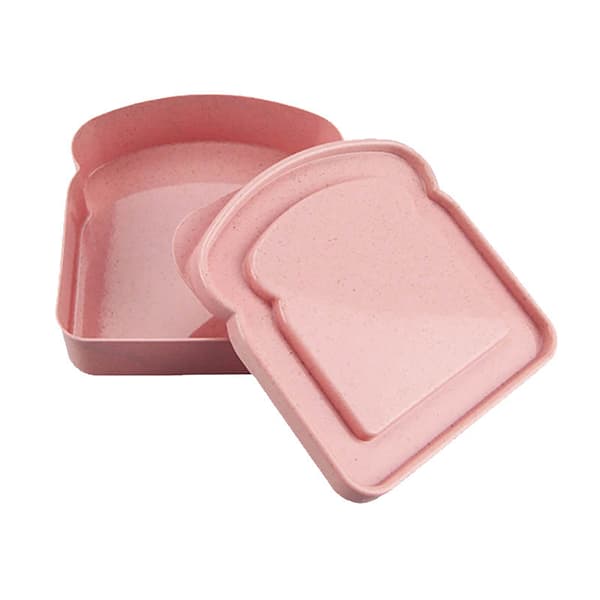 Bærbar Toastbrød Sandwichboks - Brødbeholder af Hvedestråmateriale pink