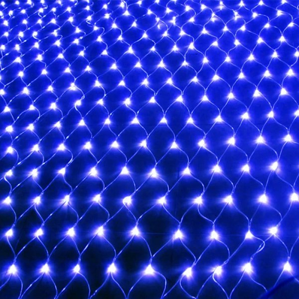 120-672 LED Net Mesh Fairy String Lights Utomhus Juldekorasjon 8 Moduser Vanntett Bryllupsfest Lys EU/UK/AU Plugg Blue