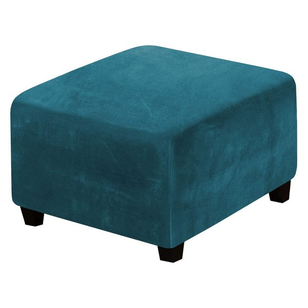Fotpall Cover Elastisk sammet Fotpall Cover Deep Sea Blue Roun