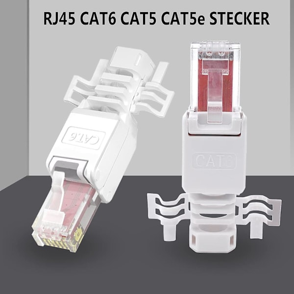Nettverkskontakt RJ45 Cat6 Cat5e Verktøyfri Kontakt Lan Utp Ethernet Kabel Krympeplugg Med