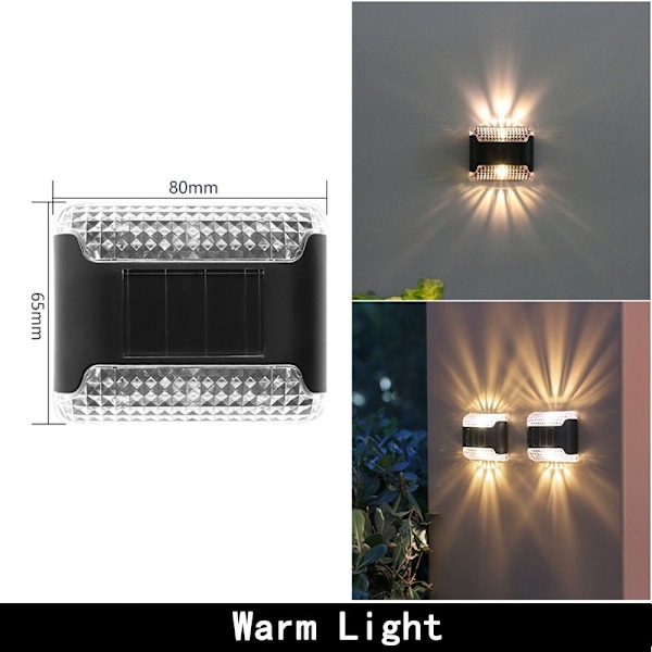 4 stk LED Solcelledrevne Lys Gjerde Solcellelampe 4 stk - VARM 4pcs-Warm Light 4pcs-Warm Light