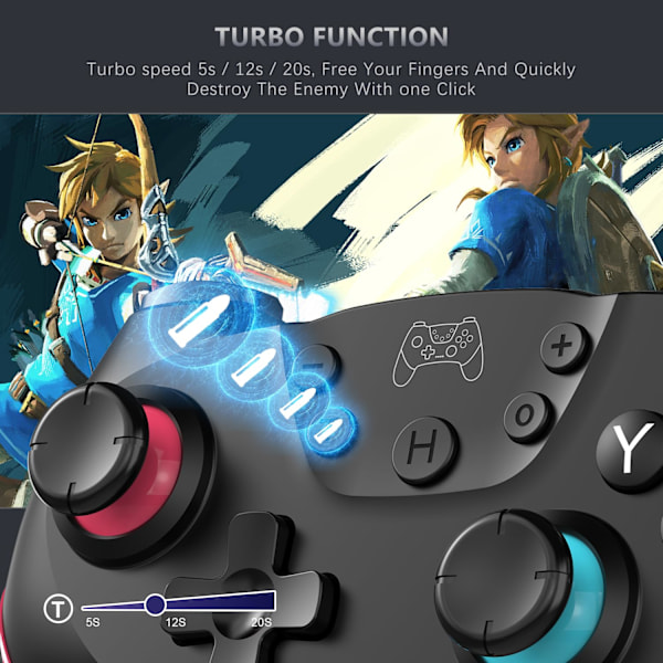 Trådløs Switch Pro-kompatibel Controller til Switch/Switch Lite/Switch OLED Programmerbar Fjernbetjening Gamepad Joystick med Wake-up og (Opgraderet Version)
