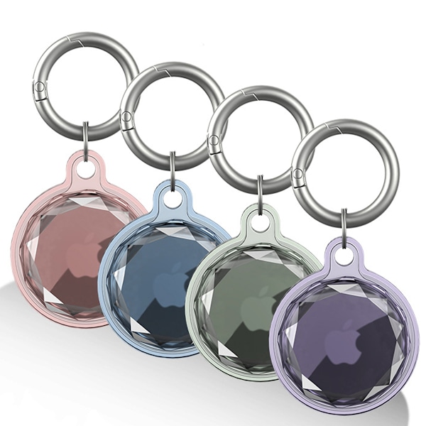 Vanntett AirTag-holder, 4-pak AirTag-nøkkelring, AirTag-etui for hundekrage, bagasje, nøkler, full kroppsbeskyttelse mot riper (4 farger)
