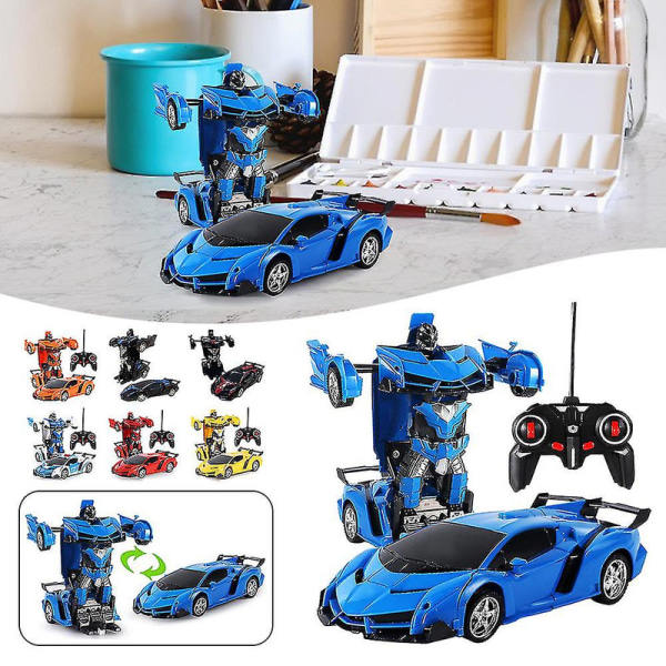Lekebilrobot Transformer med fjernkontroll, slitesterk og lett lekebilgave til barnedagen Blue