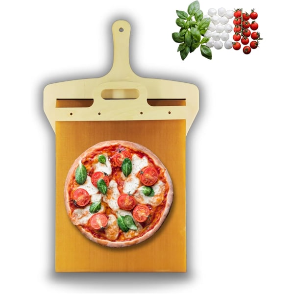 Skyve Pizza Peel - Pala Pizza Scorrevole, Pizza Peelen som overfører pizza perfekt, Pizza Padle med håndtak, Pizza Spatula Padle A