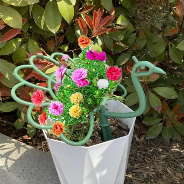Et sæt med 8 påfugleformede plantestøtter til altan- og haveplanter. 8PCS