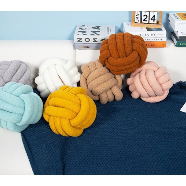 Käsin neulottu solmittu lampaanvillainen tyyny sininen Blue 22CM