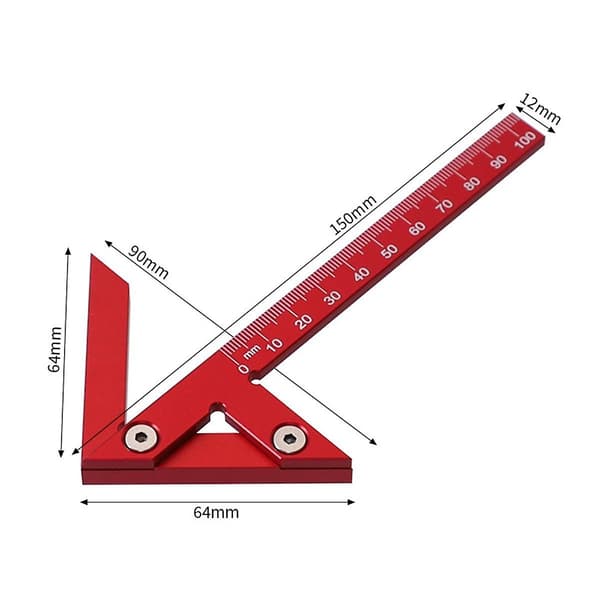 Senterfinner for trearbeid, vinkel 45/90 grader, rettvinklet linjal, måler