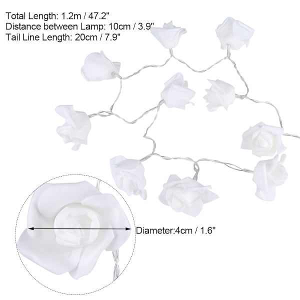 10 LED-ruusukukka valosarja loma joulu hääjuhlat sisustus värikäs