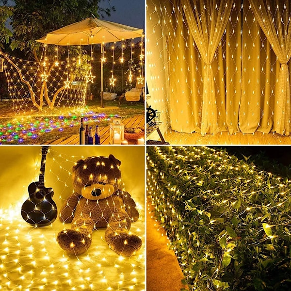 120-672 LED Net Mesh Fairy String Lights Utomhus Juldekorasjon 8 Moduser Vanntett Bryllupsfest Lys EU/UK/AU Plugg Blue