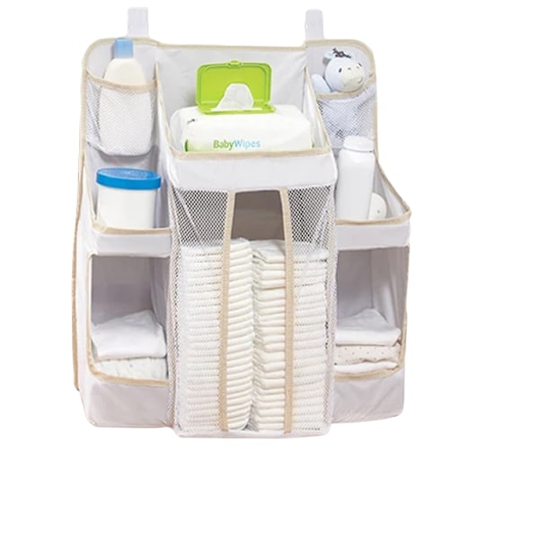 Barnsengsarrangør Hengeseng Oppbevaringspose Baby Bleieveske White