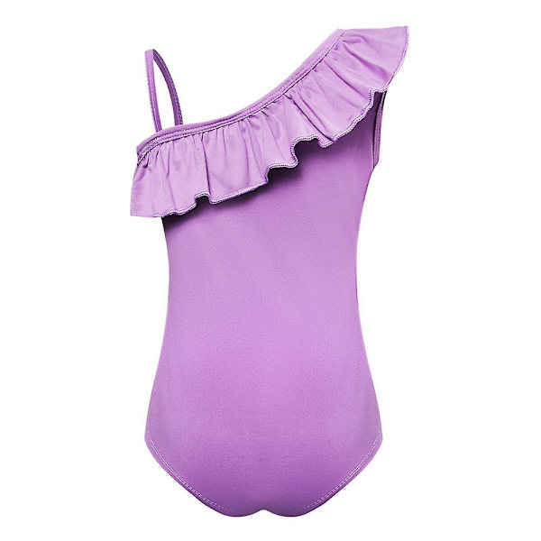 Barn Taylor Swift Ruffle Baddräkt Flickor En Delig Baddräkt Badkläder Med Badmössa Lila Purple 7-8 Years