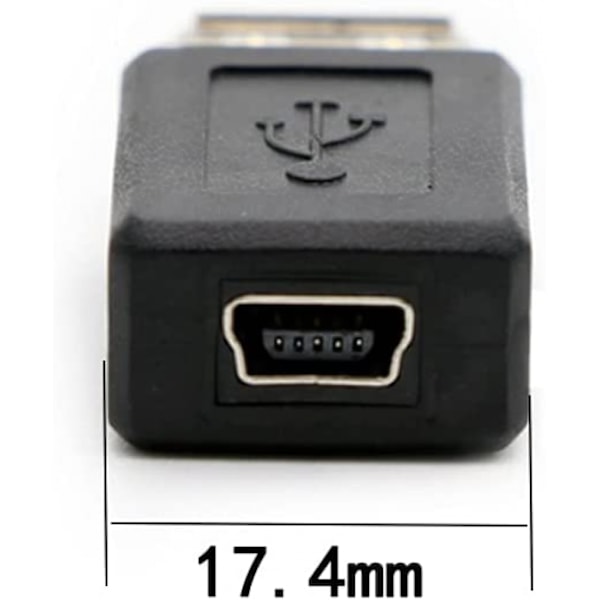 USB 2.0 A hona till USB B Mini 5-pin hona adapteromvandlare, stöder 2.0 dataöverföring