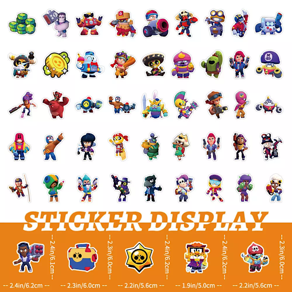 50 Brawl Stars Spillkarakterklistremerker for rom, klistremerker, bærbare datamaskiner, bagasje, skateboard