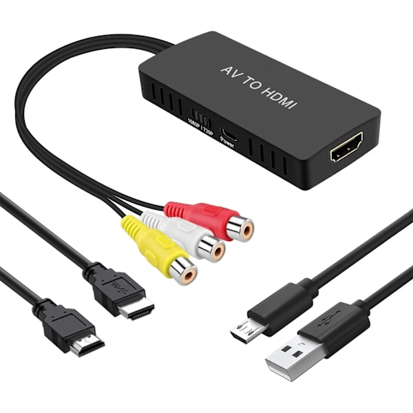 HDMI Converter AV to HDMI Adapter Composite to HDMI Support 1080P PAL/NTSC Compatible with WII/WII U/PS one/PS2/P