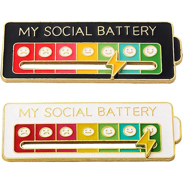 Social Battery Pin - Min Social Battery Kreative Reversnål, Sjov Følelsesmæssig Pin 7 Dage Om Ugen