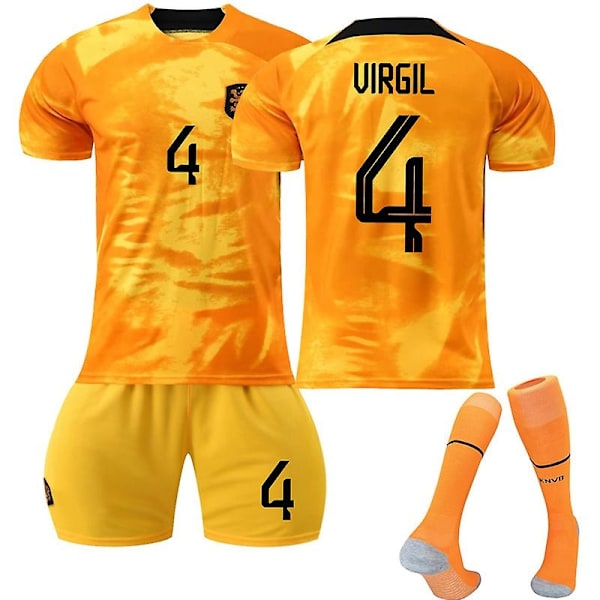 22-23 Holland Hjemmesæt #10 #4 #21 T-shirt Fodbolduniform - Perfekt nr. 4 Virgil van Dijk No.4 Virgil van Dijk 28