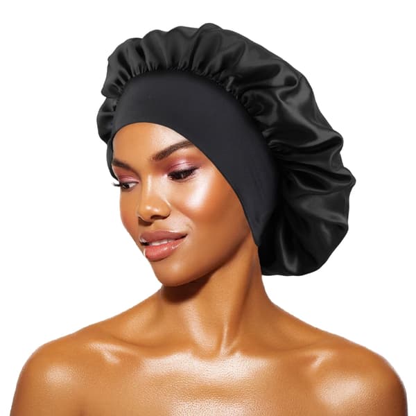 Dame Satin Ensfarvede Hætter Bredskyggede Natte Sovende Badehat Unisex Hovedbeklædning Elastisk Bånd Hue Hårpleje Hætte PURPLE One Size