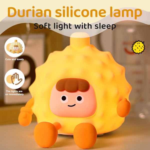 Durian Natlampe til Børn, Sød Silikon Durian Lampe, Dæmpbar Durian Berøring