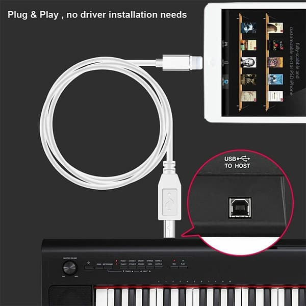 Lightning till Typ-B MIDI Keyboard Converter USB 2.0 Kabel för i